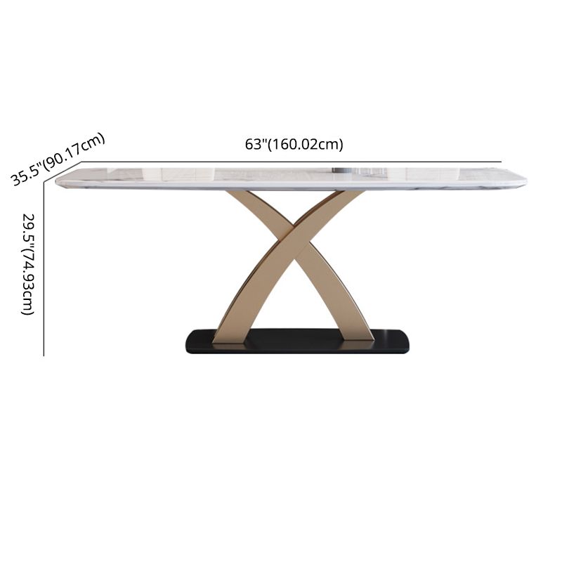 Contemporary Dining Room Set Metal Frame White Slate Rectangular Dining Table Set for Home Clearhalo 'Dining Room Sets' 'Dining Tables & Seating' 'dining_room_set' 'furn' 'furn_dining_room_set' 'Furniture' 'furniture_dining_room_set' 'Kitchen & Dining Furniture' 'kitchen&dining_furn' 'kitchen' 1200x1200_40209565-3b0c-4226-a767-82a1a4f3fa10