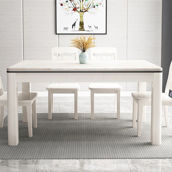 Mid-Century Home Marble Dining Table Rectangle Shape Table with 4 Legs Base Clearhalo ' dining_table' 'Dining Tables & Seating' 'Dining Tables' 'furn' 'furn_dining_table' 'Furniture' 'furniture_dining_table' 'Kitchen & Dining Furniture' 'kitchen&dining_furn' 'kitchen' 'kitchen_dining_table' 1200x1200_4021ae19-d2d2-402e-8a04-d8b706b885d5