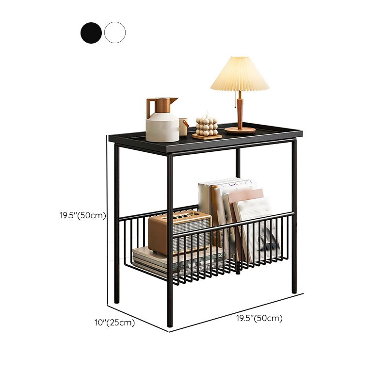 Tavolo laterale superiore del vassoio rettangolare Iron Iron 4 gambe Tavolino con archiviazione