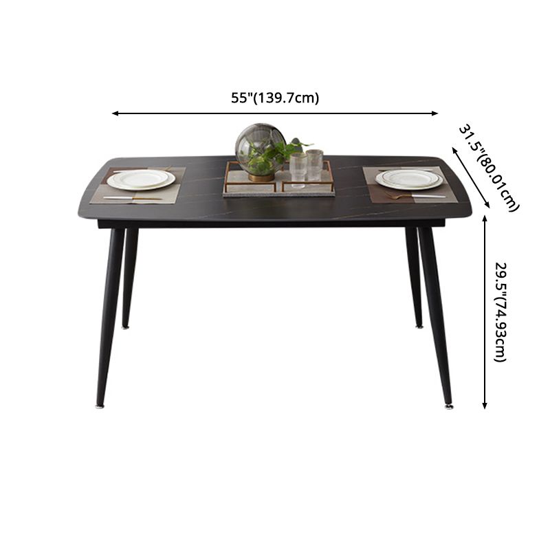 Modern Sintered Stone Black Dining Table Set with Rectangle Table and 4 Legs Base Home Dining Set Clearhalo 'Dining Room Sets' 'Dining Tables & Seating' 'dining_room_set' 'furn' 'furn_dining_room_set' 'Furniture' 'furniture_dining_room_set' 'Kitchen & Dining Furniture' 'kitchen&dining_furn' 'kitchen' 1200x1200_402232cd-f3b0-4157-b949-282e86f8d4b5