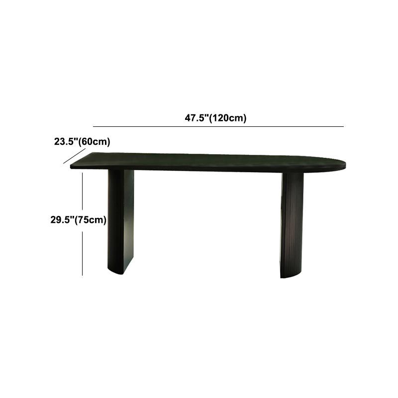 Simplicity Double Pedestal Dining Table Free Form Black Fixed Table with Wooden Top Clearhalo 'Dining Tables & Seating' 'Dining Tables' 'dining_table' 'furn' 'furn_dining_table' 'Furniture' 'Kitchen & Dining Furniture' 1200x1200_40256282-036a-419e-b432-ddbce909b4f2