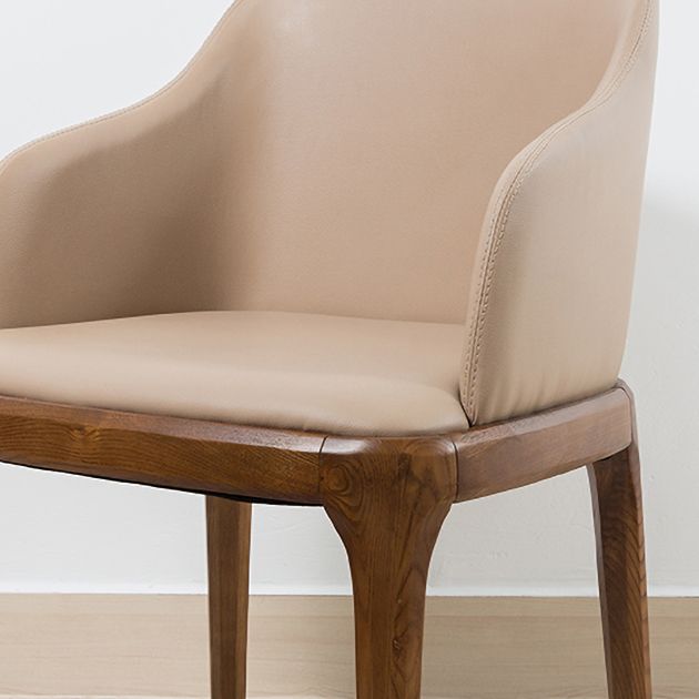 Scandinavian Leather Home Arm Chair Matte Finish Solid Back Dining Chair Clearhalo ' kitchen&dining_furn' 'Dining Chairs' 'Dining Tables & Seating' 'dining_chair' 'furn' 'furn_dining_chair' 'Furniture' 'furniture_dining_chair' 'Kitchen & Dining Furniture' 'kitchen' 1200x1200_402681a1-88bc-4425-99a7-d2b6d7fb0b7f