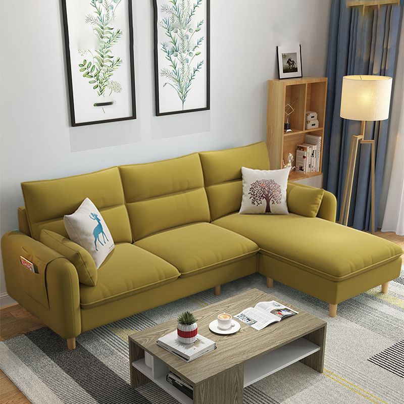 Scandinavo da 30,7 "H di divano e chaise del braccio quadrato di lino per l'appartamento