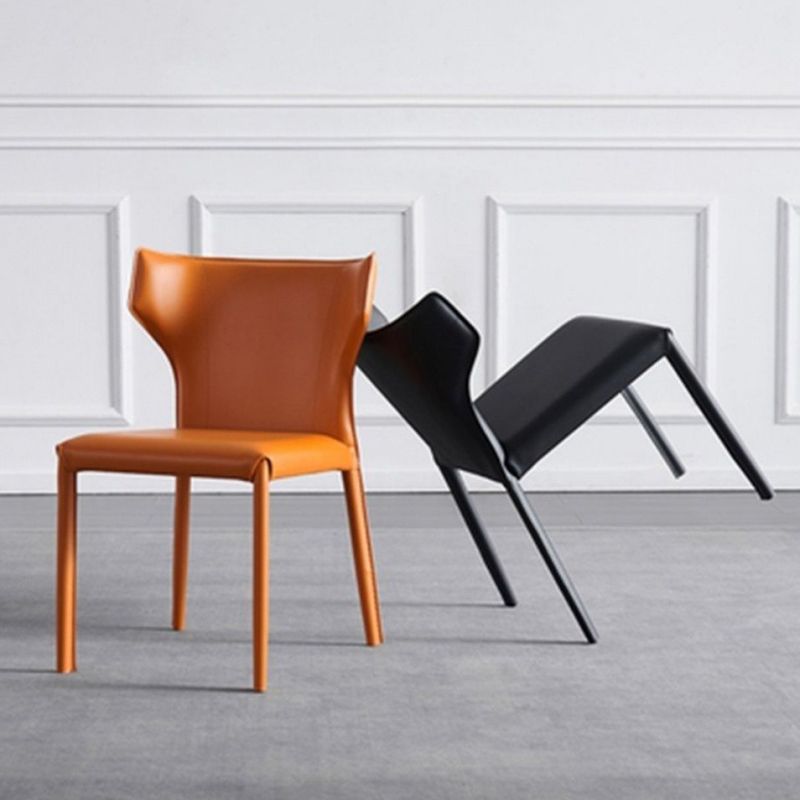 Silla de comedor de cuero de estilo moderno silla sin brazo