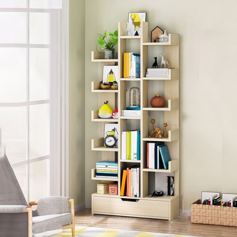 現代のエンジニアリングされた木製の本棚オープンブックケースブックリビングルームの棚