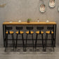 Pine Wood Top Rectangular Bar Table Industrial Pub Table with Trestle Base