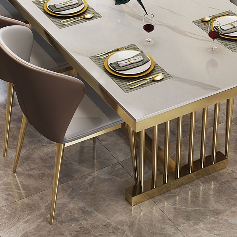 Glam Standard Kitchen Dining Table White Sintered Stone Dining Table with Trestle Base Clearhalo ' dining_table' 'Dining Tables & Seating' 'Dining Tables' 'furn' 'furn_dining_table' 'Furniture' 'furniture_dining_table' 'Kitchen & Dining Furniture' 'kitchen&dining_furn' 'kitchen' 'kitchen_dining_table' 1200x1200_402dfe66-dc05-4e55-9c4a-ed1b6456ce14
