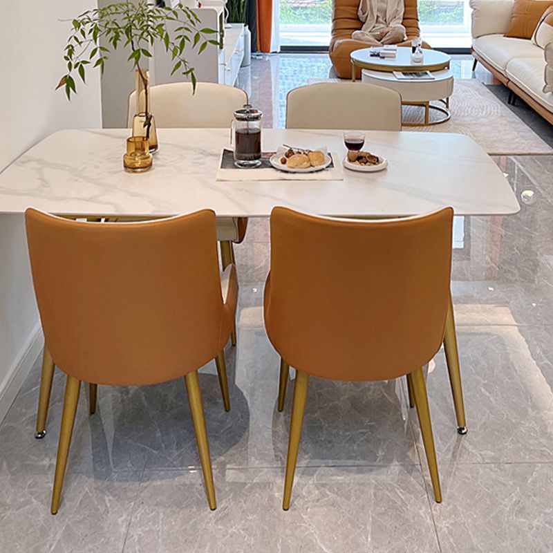 Glam 4 Legs Dining Room Table Sintered Stone Table for Kitchen Clearhalo 'Dining Tables & Seating' 'Dining Tables' 'dining_table' 'furn' 'furn_dining_table' 'Furniture' 'Kitchen & Dining Furniture' 1200x1200_403123d9-837e-408a-8ff3-d9d3c70326d1
