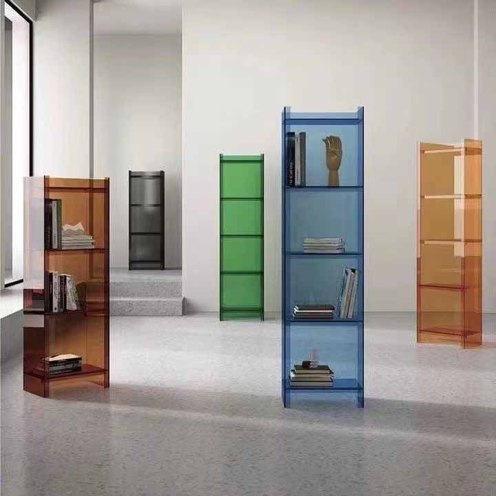 10"W Bookshelf Acrylic Glam Style Closed Back Bookcase for Office and Study Room Clearhalo 'Bookcases' 'furn' 'furn_bookcases' 'Furniture' 'furniture_bookcases' 'kitchen' 'kitchen_bookcases' 'Living Room Furniture' 'Office Furniture' 1200x1200_403244a1-bdb4-4ce5-9dc6-0db532c9ae3b