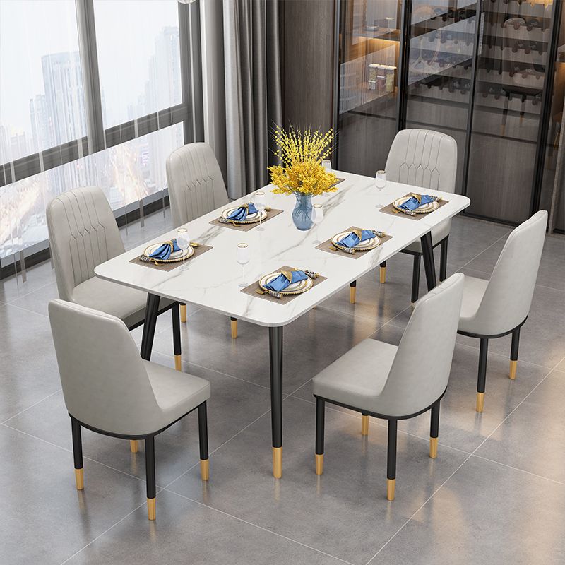 Glossy White Dining Table Set 1/4/5/7 Pieces Stone Dinette Set for Kitchen Clearhalo 'Dining Room Sets' 'Dining Tables & Seating' 'dining_room_set' 'furn' 'furn_dining_room_set' 'Furniture' 'Kitchen & Dining Furniture' 1200x1200_40359e81-b3de-4094-b2d1-b48f8ead4828