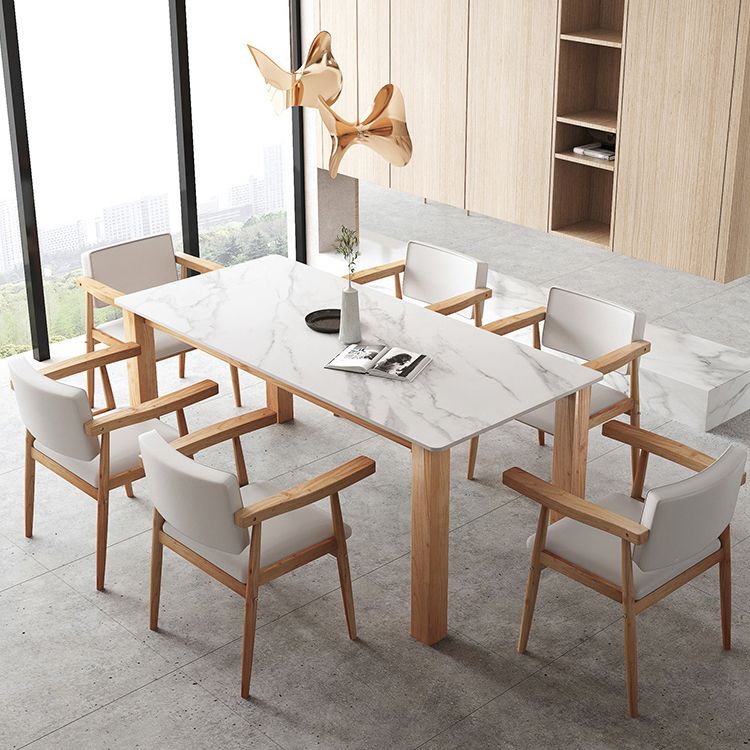 Sintered Stone Top Dining Table Modern Rectangle Table with Wooden Base Clearhalo ' dining_table' 'Dining Tables & Seating' 'Dining Tables' 'furn' 'furn_dining_table' 'Furniture' 'furniture_dining_table' 'Kitchen & Dining Furniture' 'kitchen&dining_furn' 'kitchen' 'kitchen_dining_table' 1200x1200_40360b16-8b8f-4cf6-bf53-b771b9d1e51e