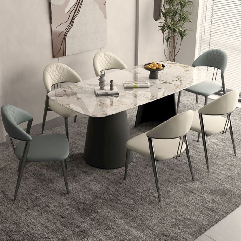 フェイクレザーダイニングチェアノルディックスタイルオープンバックアームレスダイニングルーム用