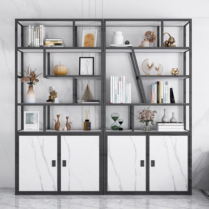 11.81"W Bookcase Glam Style Open Back Bookshelf with Cabinets for Office Home Clearhalo 'Bookcases' 'furn' 'furn_bookcases' 'Furniture' 'furniture_bookcases' 'kitchen' 'kitchen_bookcases' 'Living Room Furniture' 'Office Furniture' 1200x1200_4039241c-b291-40d6-9021-c730dd3bde2a
