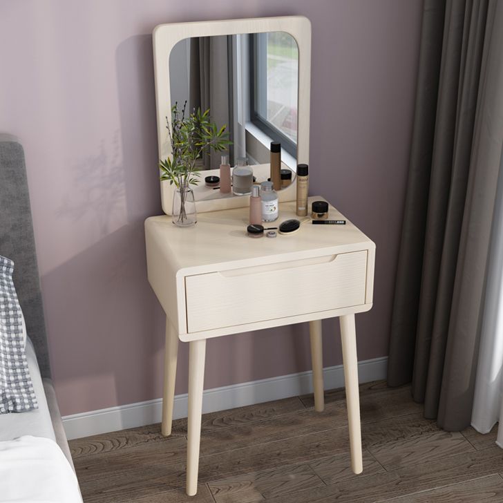 Table de bureau de vanité de maquillage scandinave en blanc et brun pour la chambre