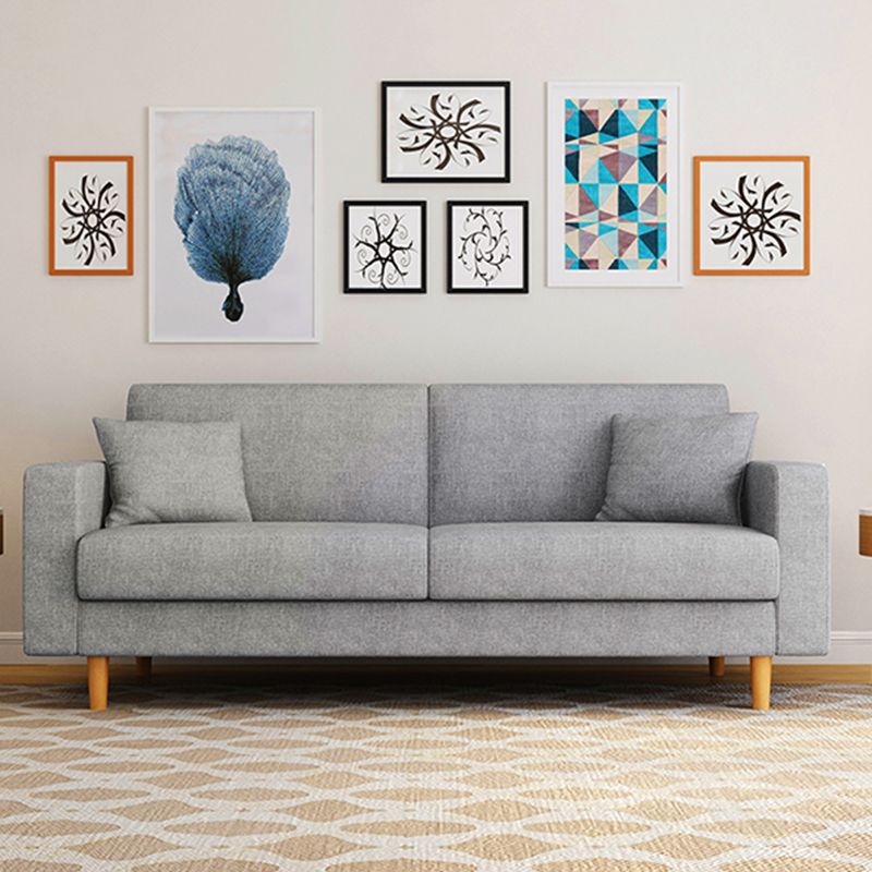 Canapé en tissu contemporain canapé de bras carré de 3 places avec 2 oreillers