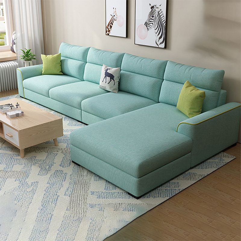 Contemporary Stationary Recessed Arm Living Room Cushions Sofa Chaise
