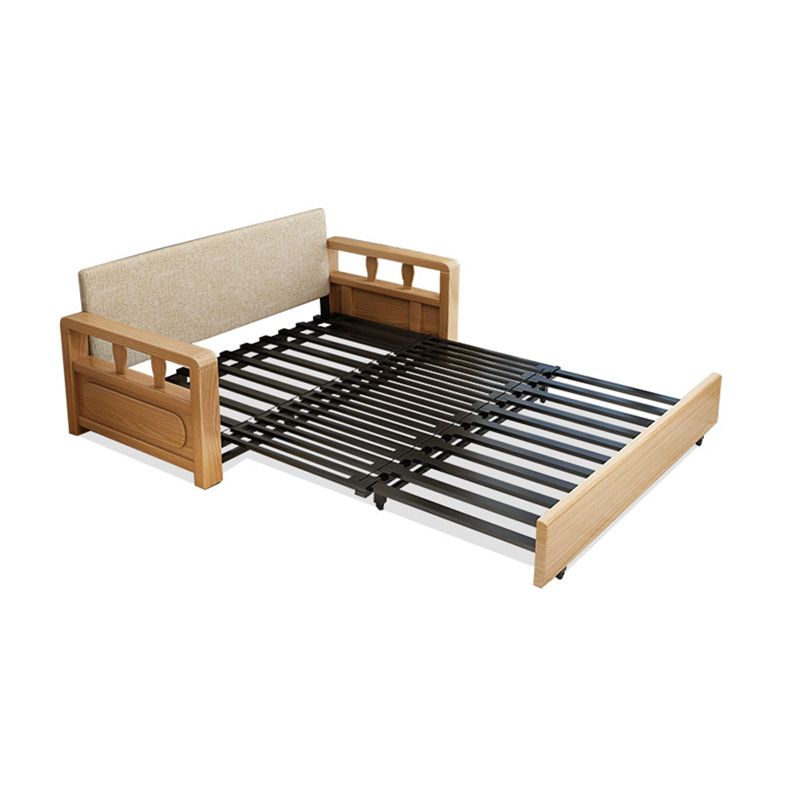 Square Arm Sofa Bed with Wood Frame Gray/Brown Slipcovered Sofa