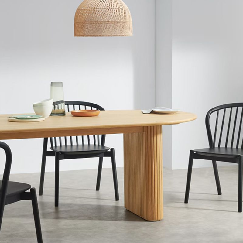 Modern Pine Wood Dining Table Oval Wooden Table with Double Pedestal