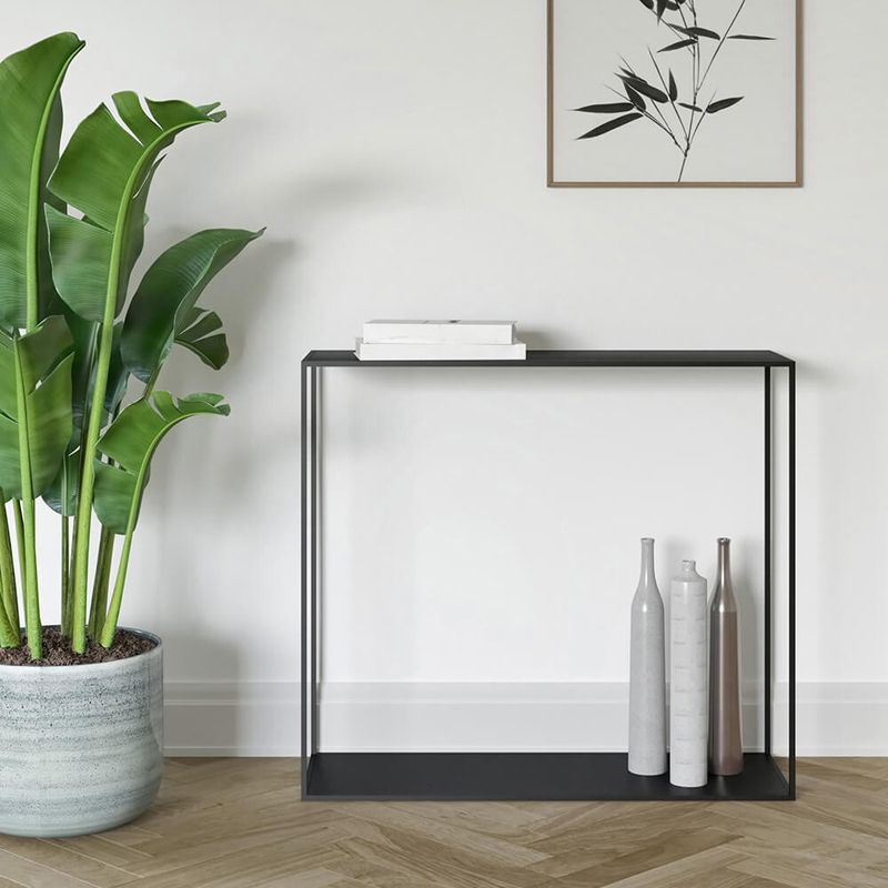Modern Rectangular Console Table Metal Console Sofa Table in Black