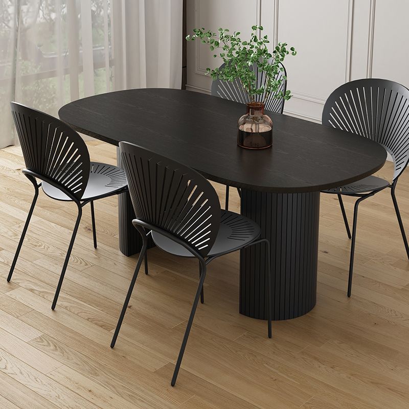 Oval Shape Modern Dining Table Two-Color Fixed Table with Double Pedestal Clearhalo ' dining_table' 'Dining Tables & Seating' 'Dining Tables' 'furn' 'furn_dining_table' 'Furniture' 'furniture_dining_table' 'Kitchen & Dining Furniture' 'kitchen&dining_furn' 'kitchen' 'kitchen_dining_table' 1200x1200_403c73b3-7763-48b1-ae3a-9da33afe4fe6