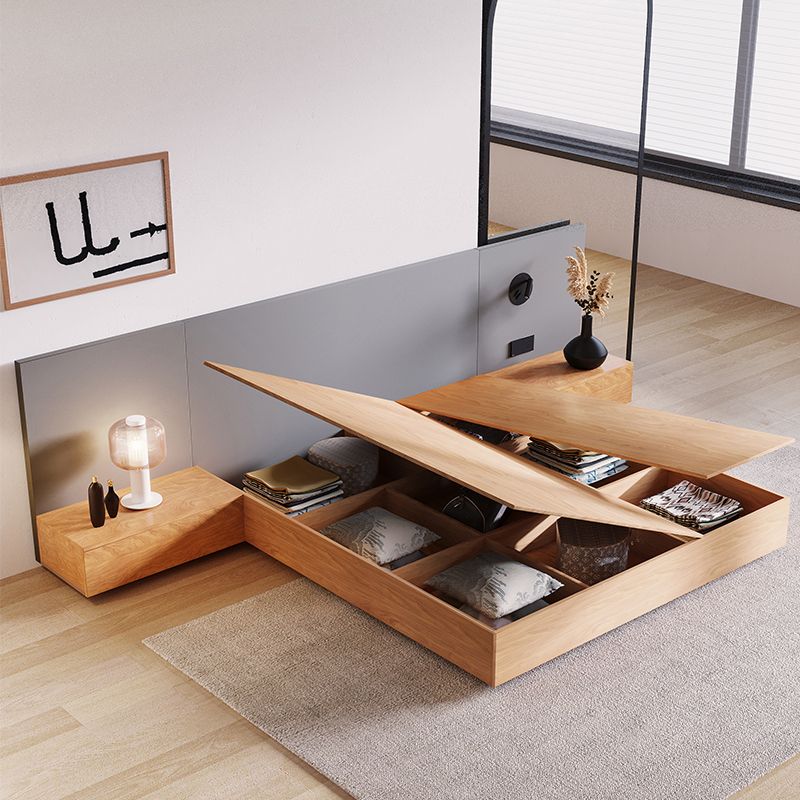 Lit de panneau de rangement soulevez le lit de panneau de panneau rectangulaire naturel