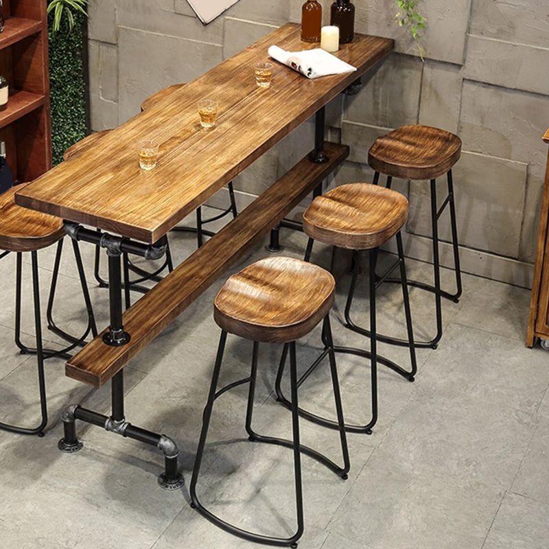 Industrial Bar-height Table Solid Wood Top Bistro Pub Table for Patio Use