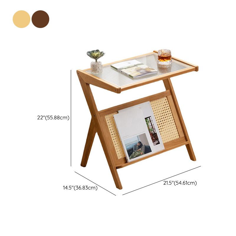 Asian Style Accent Side Table Wood and Glass with Storage and Shelf Corner Table Clearhalo 'Coffee & Accent Tables' 'End & Side Tables' 'end_side_tables' 'furn' 'furn_end_side_tables' 'Furniture' 'Living Room Furniture' 1200x1200_40406429-8e39-44ff-b4ad-4fc94b551f99