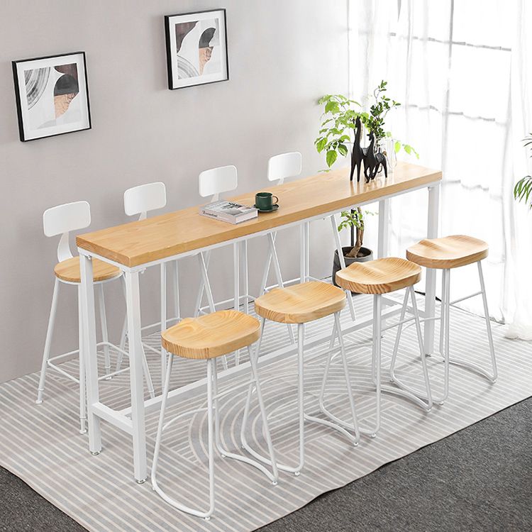 Industrial Rectangle Solid Wood Bar Table Set 1/5/9 Pieces Counter Table with High Stools Clearhalo 'Bar Furniture' 'furn' 'furn_home_bar_bar_sets' 'Furniture' 'Home Bars & Bar Sets' 'home_bar_bar_sets' 'Kitchen & Dining Furniture' 1200x1200_4040d377-5ccd-41c6-89f9-62e2f192e0ed