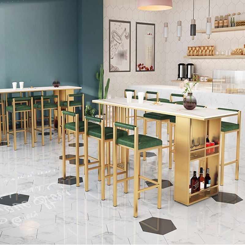 Tavolo da pranzo in pietra barla glam tavolo da bar rettangolo con doppio piedistallo per soggiorno