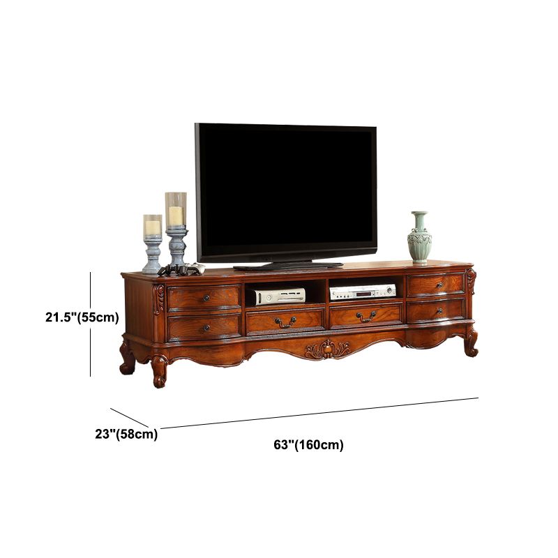 Console TV in legno marrone Console tradizionale TV Home TV con cassetti