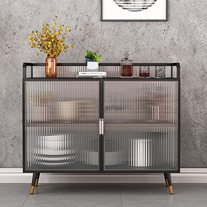 Glam Metal Curio Curio Porte di vetro Visualizza mobile per soggiorno per soggiorno