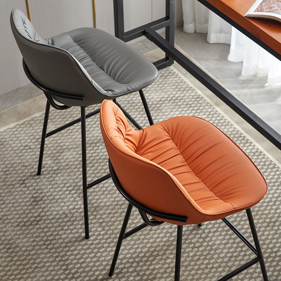 Contemporary Style Bar Stool PU Leather Counter Bar Stool with Metal Legs for Home