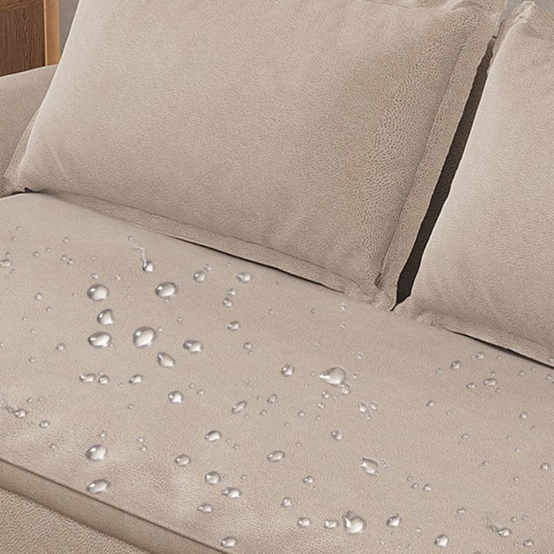 Sofá para dormir de cuero de color beige 32.28 "Cama de sofá ancho con colchón desmontable
