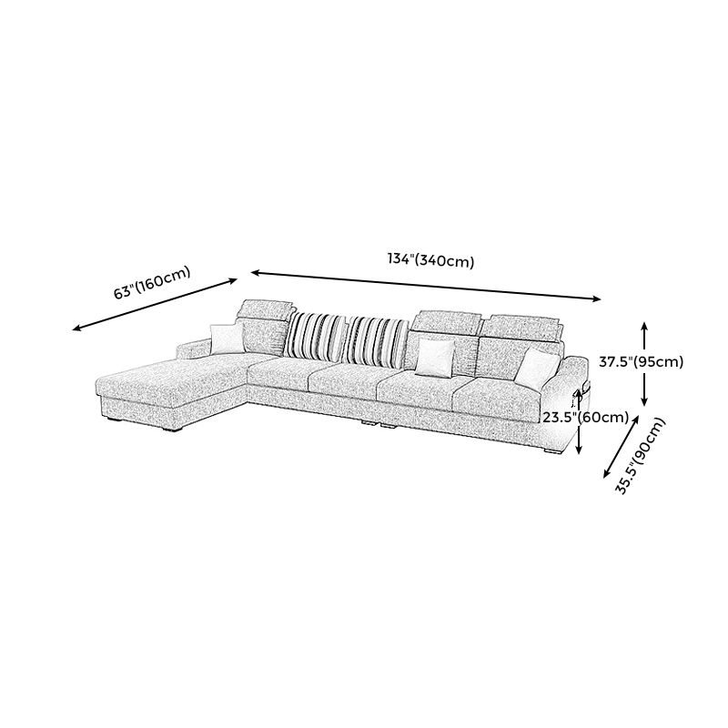 Grey Contemporary Sloped Arm Sofa with Bolster Pillows for Living Room Clearhalo 'furn' 'furn_sectionals' 'Furniture' 'furniture_sectionals' 'kitchen' 'kitchen_sectionals' 'Living Room Furniture' 'Sectionals' 1200x1200_404516ed-0d78-4209-b6cc-61091dd98458