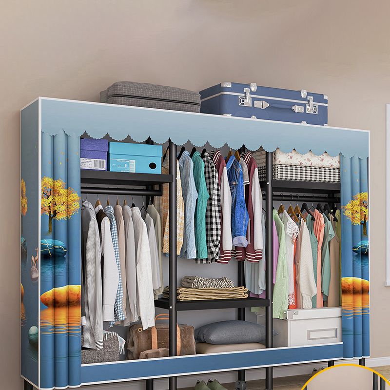 Steel Frame Wardrobe Armoire Contemporary Style Wardrobe Cabinet for Home Clearhalo 'Armoires & Wardrobes' 'armoires_wardrobes' 'Bedroom Furniture' 'furn' 'furn_armoires_wardrobes' 'Furniture' 1200x1200_4046b5c1-afb2-4a69-8da7-a3f7d65923b1