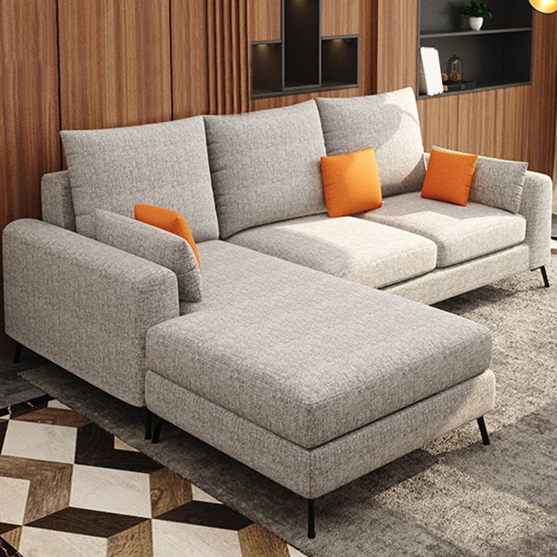 33.46" Tall Modern Linen Sectional/Sofa with Pillowed Back Cushions Clearhalo 'furn' 'furn_sectionals' 'Furniture' 'Living Room Furniture' 'Sectionals' 1200x1200_4047d8d1-32fa-4683-9d77-c4616da9e025