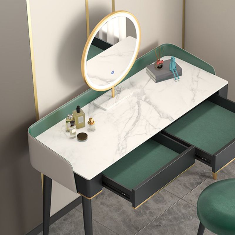 Vanity Set with 2 Storage Drawers Green Make-up Vanity, 15.74" Wide