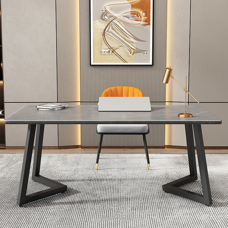 Bureau de bureau de rectangle de pierre Desk de style moderne en noir
