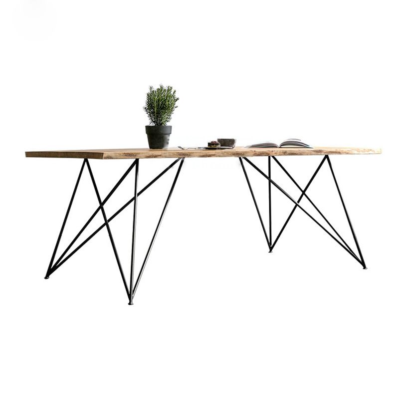 Wood Top Dining Table Industrial Rectangle Table with Double Pedestal Base Clearhalo 'Dining Tables & Seating' 'Dining Tables' 'dining_table' 'furn' 'furn_dining_table' 'Furniture' 'furniture_dining_table' 'Kitchen & Dining Furniture' 'kitchen' 'kitchen_dining_table' 1200x1200_404c5590-a167-42f8-b797-3c8a9335d0ef