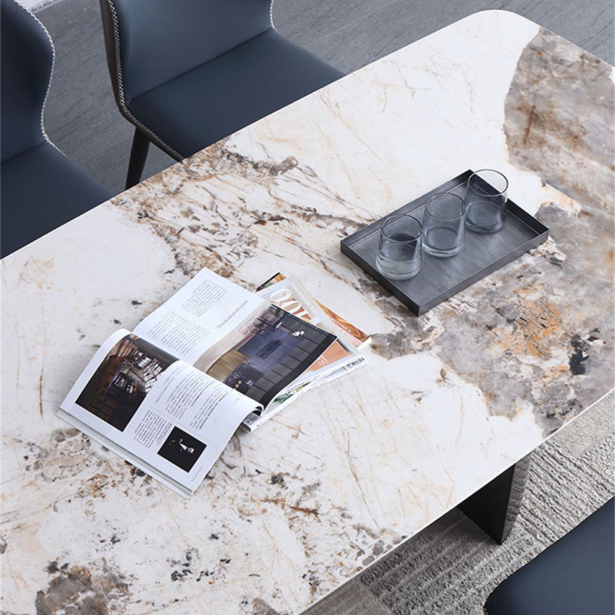 Modern Sintered Stone Top Dining Set Rectangle 1/2/5/7 Pieces Dining Area Table Set Clearhalo 'Dining Room Sets' 'Dining Tables & Seating' 'dining_room_set' 'furn' 'furn_dining_room_set' 'Furniture' 'furniture_dining_room_set' 'Kitchen & Dining Furniture' 1200x1200_404e7215-7d68-48ba-9d91-1bf3b2e09c58