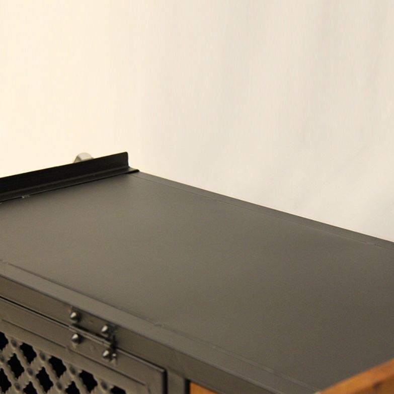 2-引き出し31.5 "背の高いチェストメタル＆ウッド2-ドアストレージキャビネット