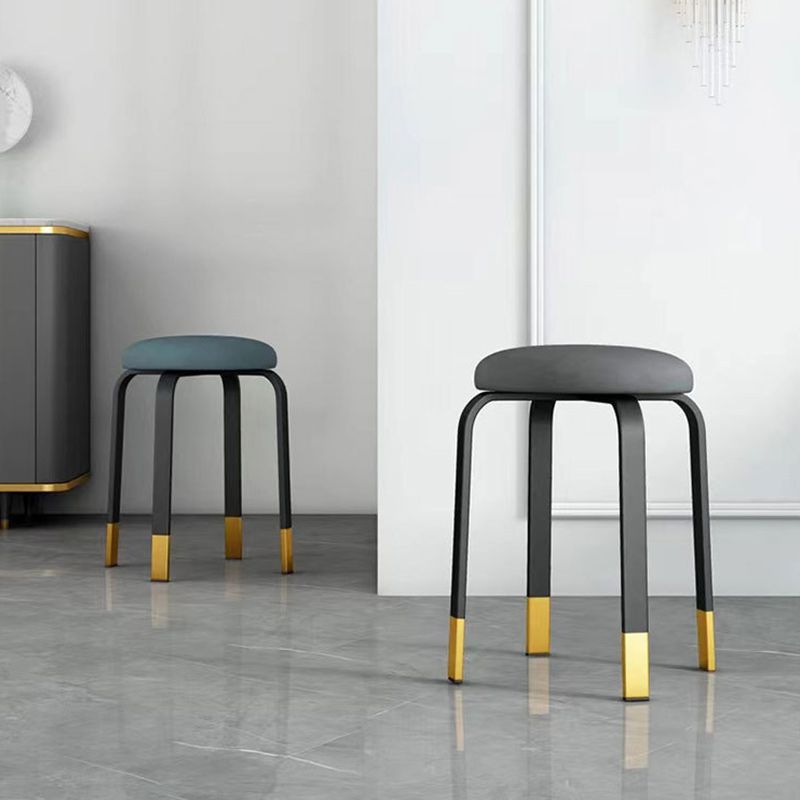 Modern Ottoman Fabric Upholstered Solid Color Metal Frame Round Ottoman Clearhalo 'furn' 'furn_ottomans_poufs' 'Furniture' 'Living Room Furniture' 'Ottomans & Poufs' 'ottomans_poufs' 1200x1200_40516e12-7660-49cf-a753-5645df7a51ee