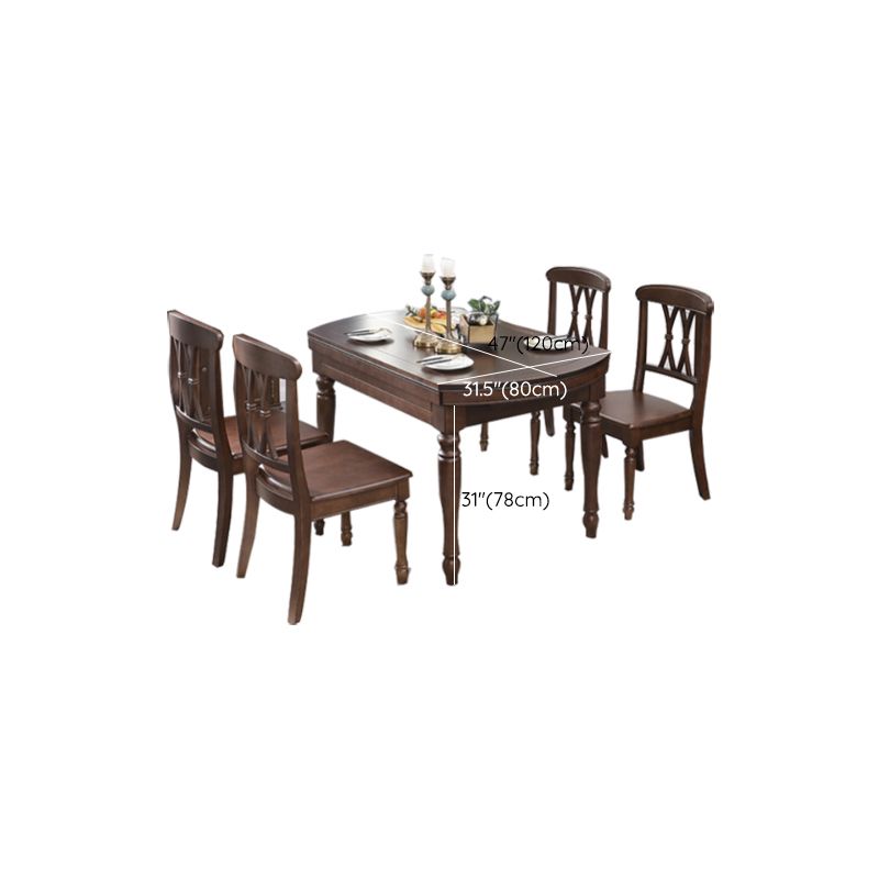Solid Wood Extendable Dining Table Set 5/7 Pieces Dining Set for Kitchen