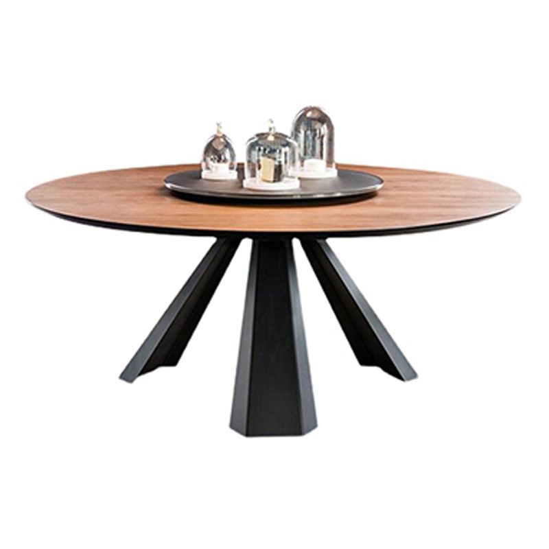Round Folding Table in Brown Modern Solid Wood Convertible Dining Table Clearhalo 'Dining Tables & Seating' 'Dining Tables' 'dining_table' 'Furniture' 'furniture_dining_table' 'Kitchen & Dining Furniture' 'kitchen' 'kitchen_dining_table' 1200x1200_4053d255-d5a9-4183-9a4b-163eb6ea2e9f