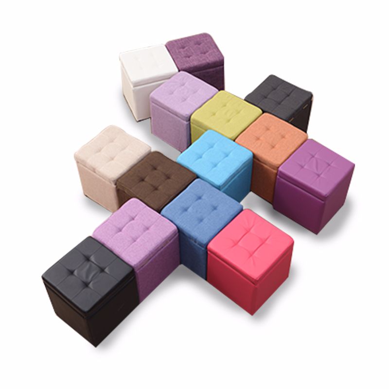 Mid-Century Modern Pouf Ottoman Faux Leather Tufted Square Ottoman with Storage Clearhalo 'furn' 'furn_ottomans_poufs' 'Furniture' 'Living Room Furniture' 'Ottomans & Poufs' 'ottomans_poufs' 1200x1200_4054084e-dd20-4a60-872f-44d63f3069be