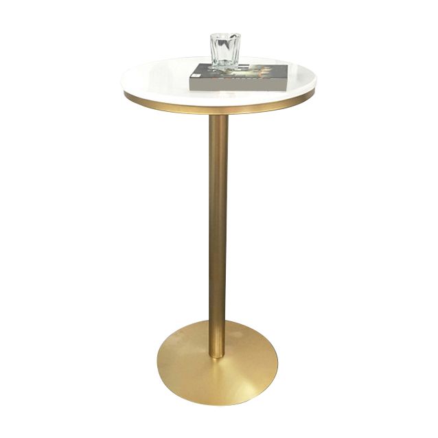 Glam Bar Dining Table Pedestal White Bistro Bar Table with Metal Base Clearhalo 'Bar Furniture' 'Bar Tables' 'bar_tables' 'furn' 'furn_bar_tables' 'Furniture' 'Kitchen & Dining Furniture' 1200x1200_40541711-e991-4003-a01b-d478d0ba5d88