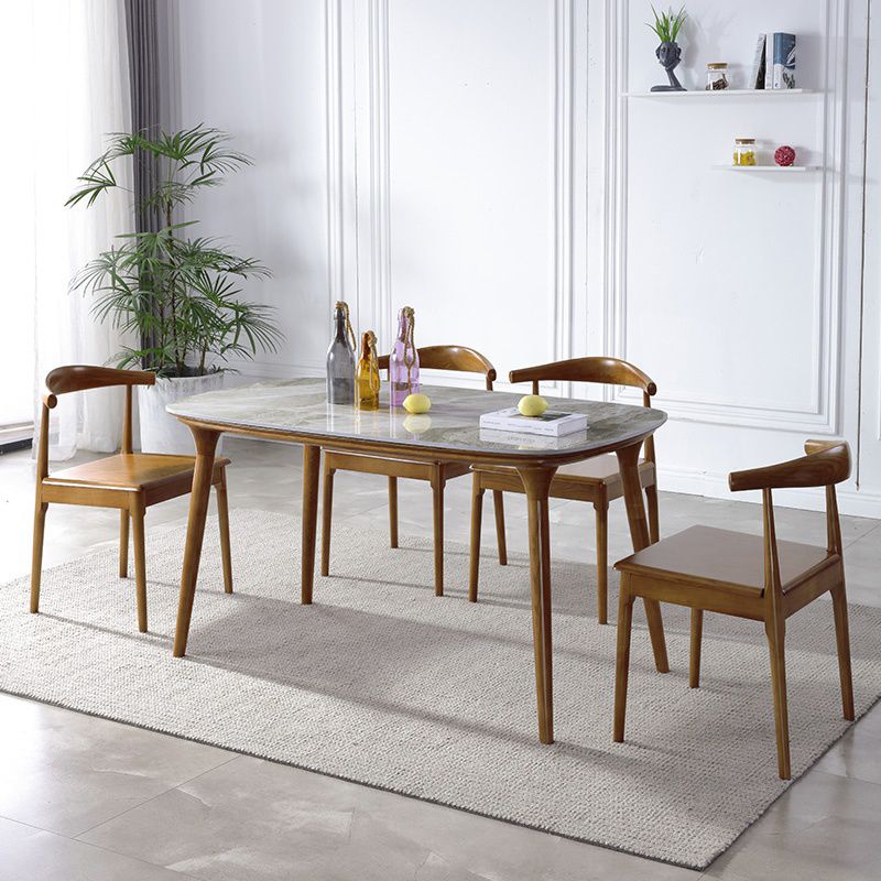 Mid-Century Modern Rectangle Table Sintered Stone Table with 4 Legs Wood Base Clearhalo ' dining_table' 'Dining Tables & Seating' 'Dining Tables' 'furn' 'furn_dining_table' 'Furniture' 'furniture_dining_table' 'Kitchen & Dining Furniture' 'kitchen&dining_furn' 'kitchen' 'kitchen_dining_table' 1200x1200_4054a9d3-7766-4649-b3e2-508decc8cf69