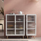 Contemporary Curio Cabinet Glass Doors Metal Storage Cabinet for Living Room