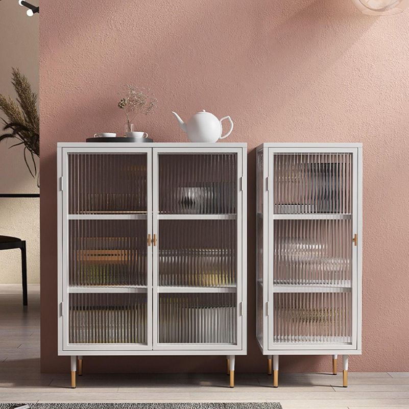 Contemporary Curio Cabinet Glass Doors Metal Storage Cabinet for Living Room