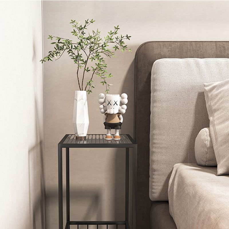 Mesa de deslizamiento del extremo de marco mesa de esquina de doble nivel rectangular con almacenamiento